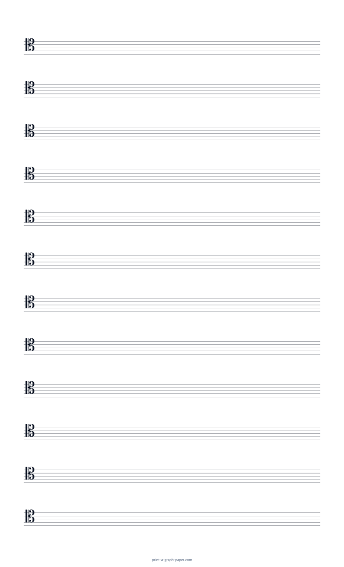 US Legal portrait tenor clef staff paper preview