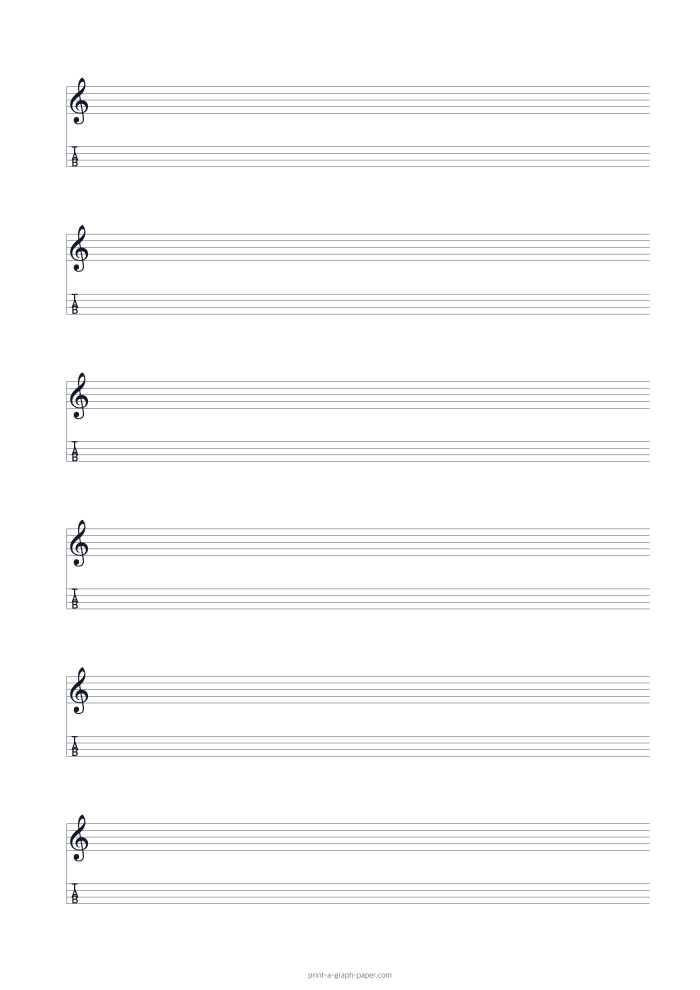 Treble Clef and 4-String TAB Paper, A4 preview