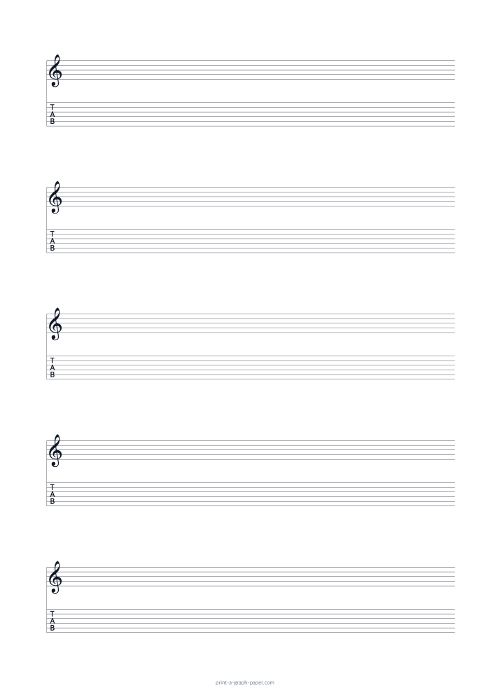 Treble Clef and 6-String TAB Paper, A4 preview