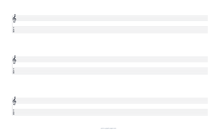 US Legal landscape treble clef and 6-string tab paper preview