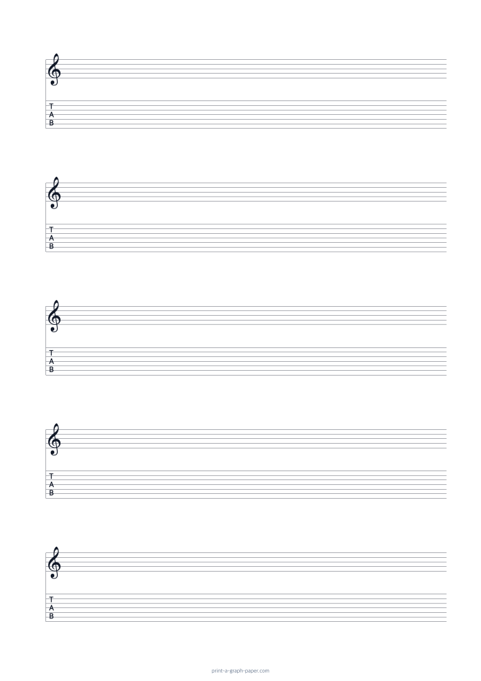 Treble Clef and 7-String TAB Paper, A4 preview