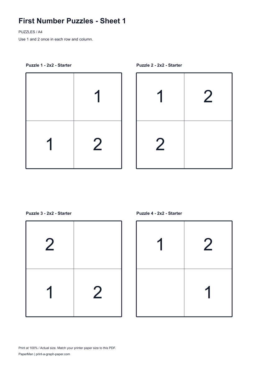 First Number Puzzles worksheet preview
