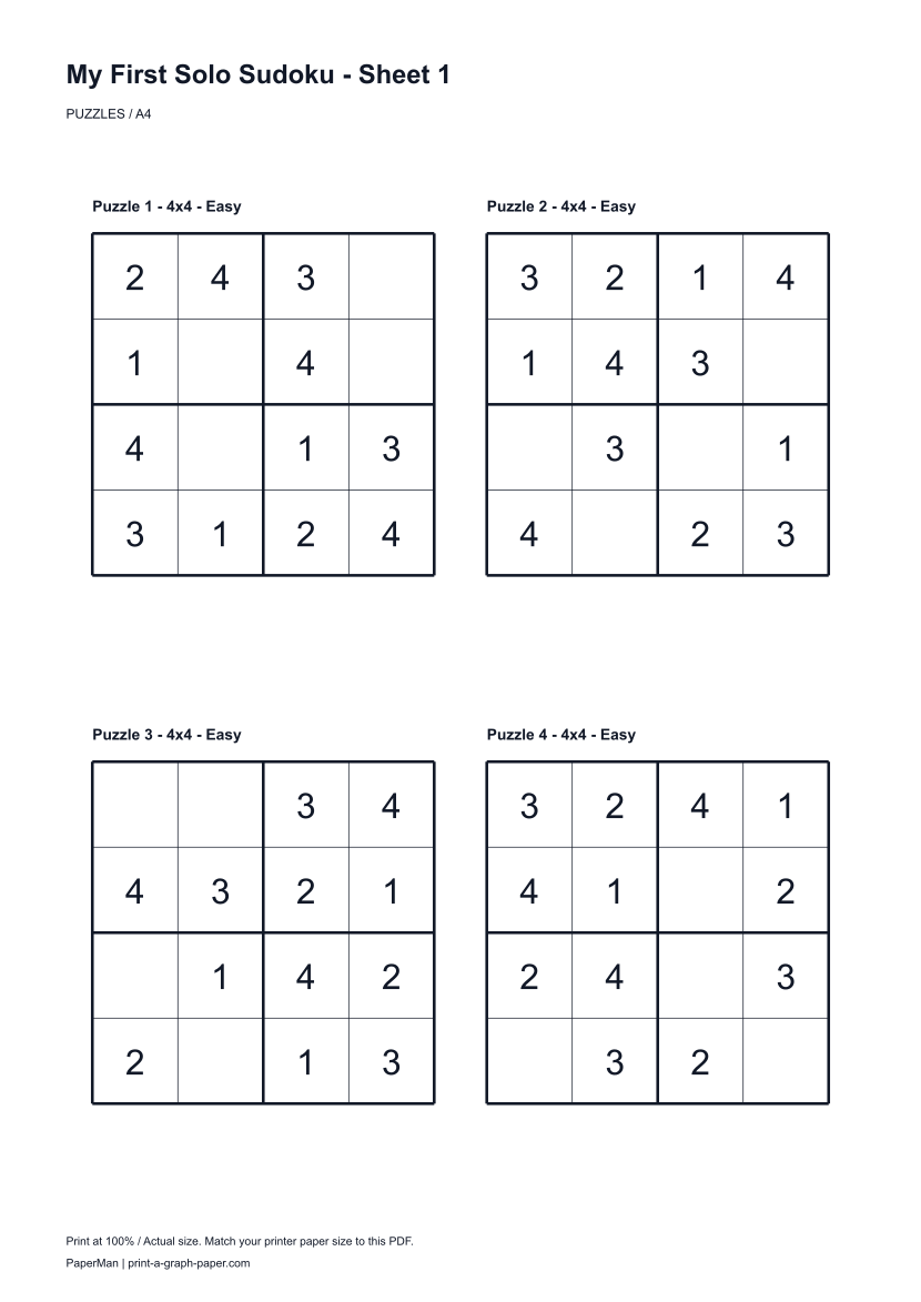 My First Solo Sudoku worksheet preview