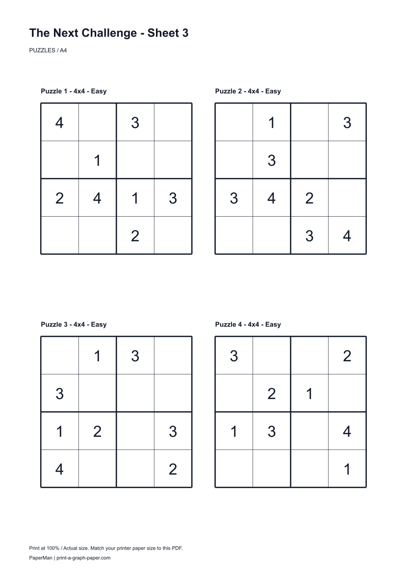 The Next Challenge, worksheet 3: four printable puzzles