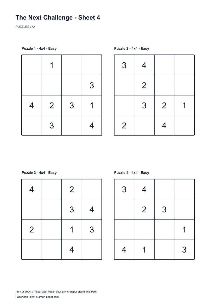 The Next Challenge, worksheet 4: four printable puzzles