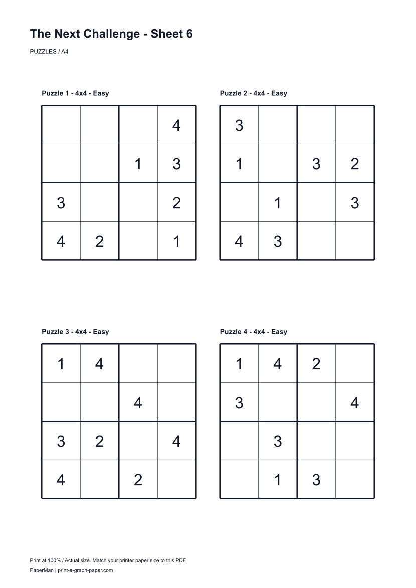 The Next Challenge, worksheet 6: four printable puzzles
